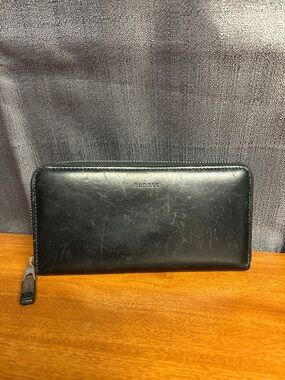 RUDSAK Black Zip-Around Leather Wallet
